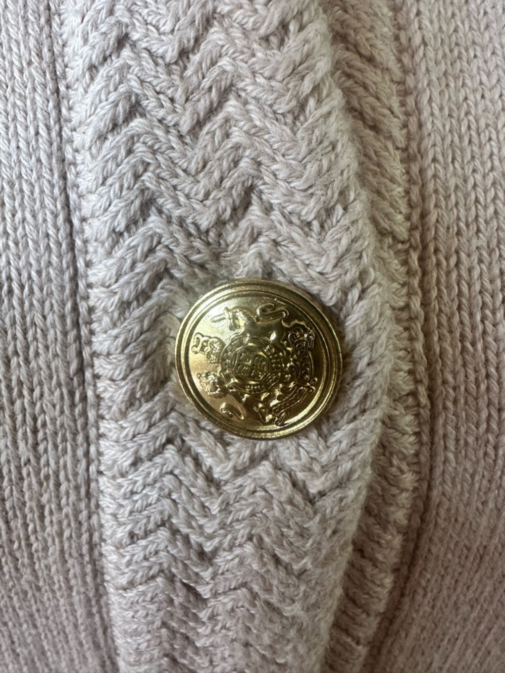 J. Crew Cream Braided-Trim Cardigan with Gold Buttons - Picture 4 of 6